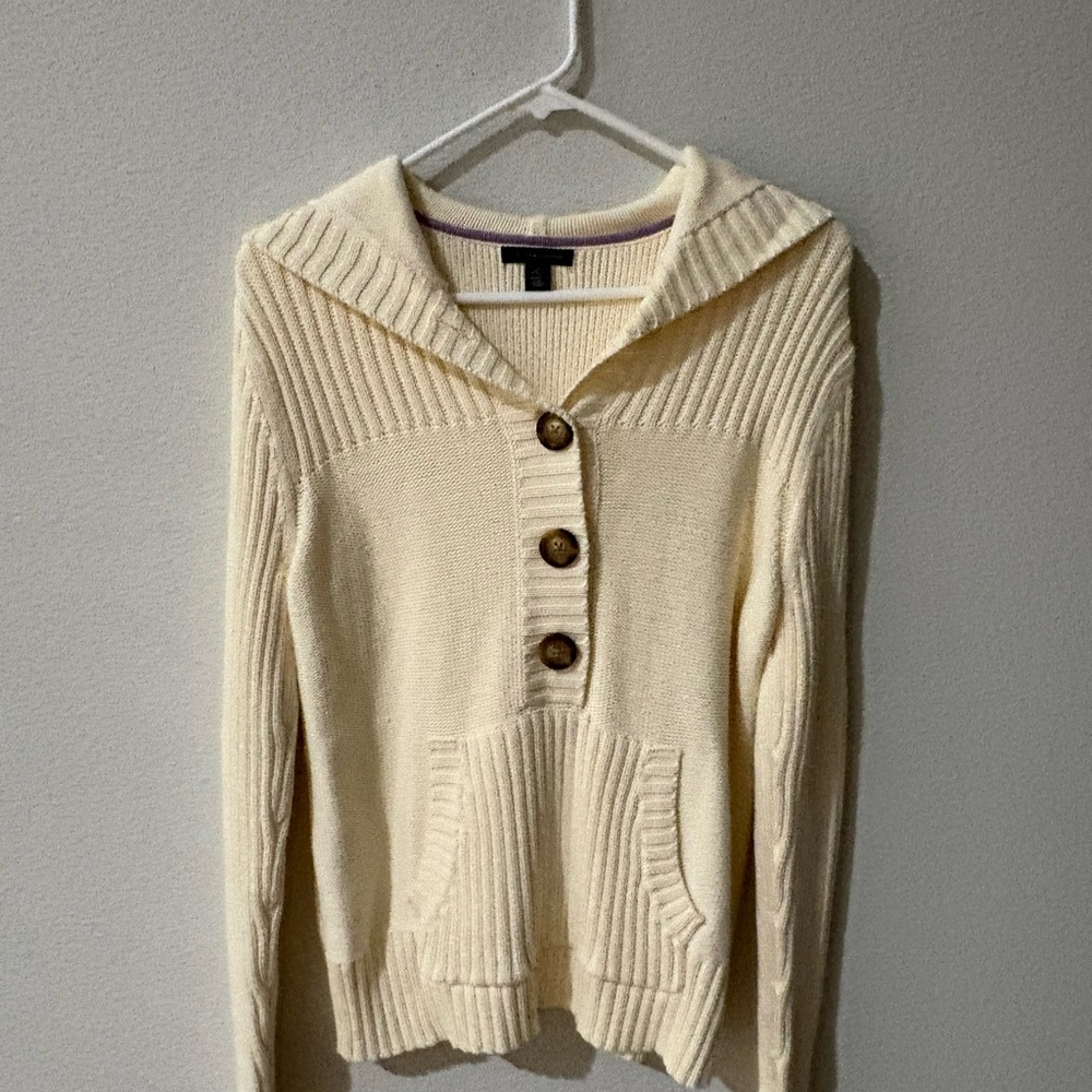 Tommy Hilfiger Women's Hooded with Front Pocket Cabled Sweater